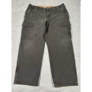 Duluth Trading Co Pants Mens‎ 44x31 Brown Canvas Flex Fire Hose Fleece Lined